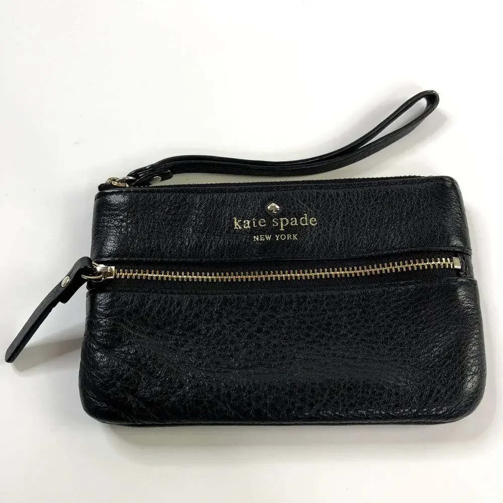 Kate Spade Black Pebbled Leather Wristlet / Clutch #Q331 PLS READ HRJ